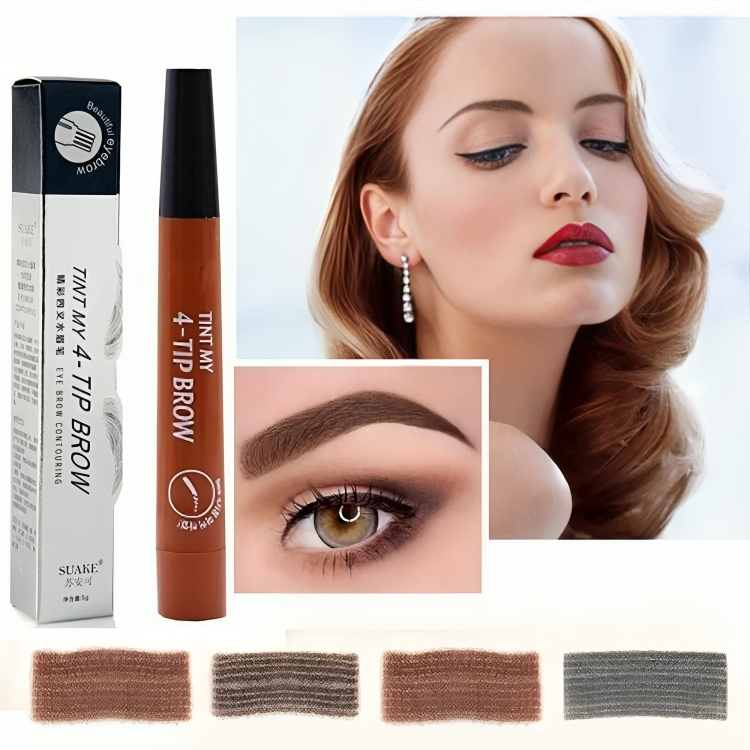 Waterproof 4 Points Microblading Eyebrow Pen with a Micro-Fork Tip Applicator