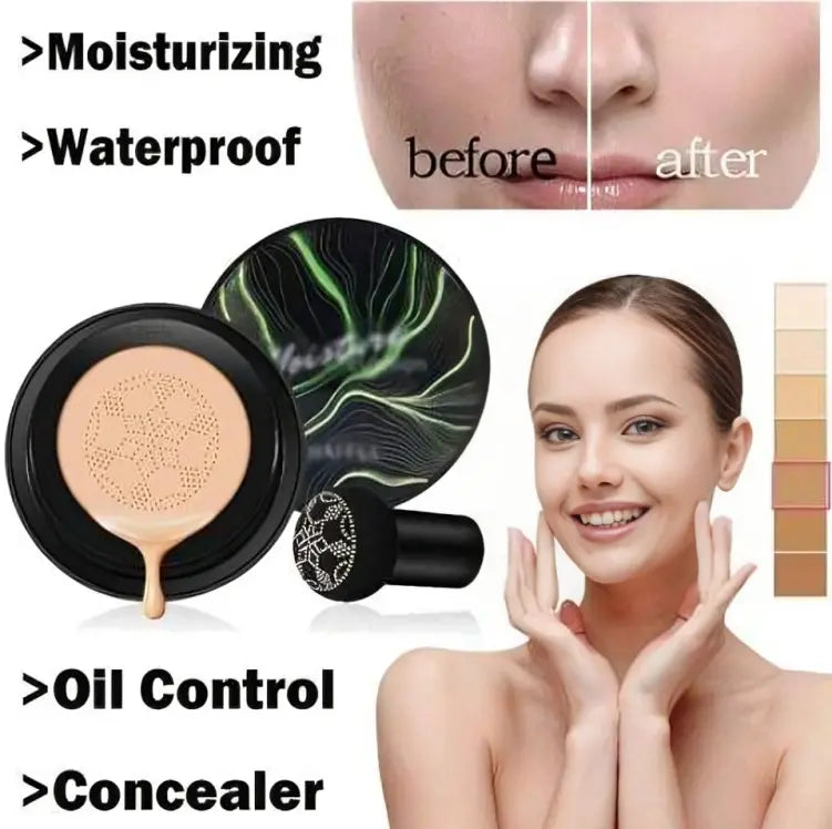 Waterproof Foundation CC Cream 3 in 1 Mushroom Head Air Cushion🔥 40% Off Sale Today 🔥