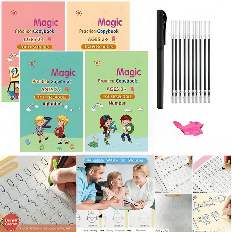 3D Resuable Magic Book Calligraphy Set (Packof 4)📚