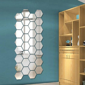 Delphi's Space ™3D Acrylic Hexagon Mirror Wall Stickers(Set of 12)