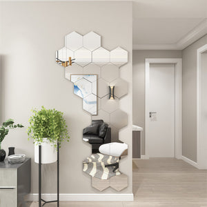 Delphi's Space ™3D Acrylic Hexagon Mirror Wall Stickers(Set of 12)